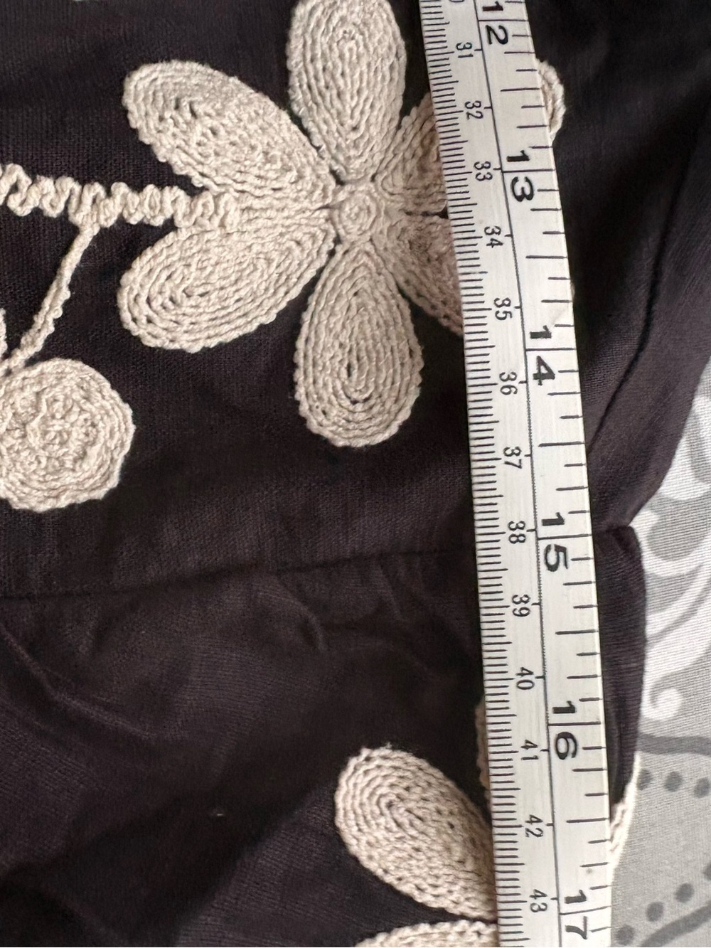 Talbots Black Blouse with Cream Floral Embroidery - Picture 8 of 11